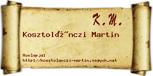 Kosztolánczi Martin névjegykártya